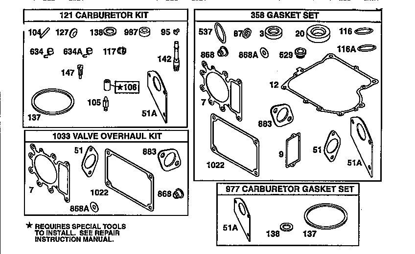 Gasket Kits Diagram and Parts List for 287700  Briggs and Stratton Engine